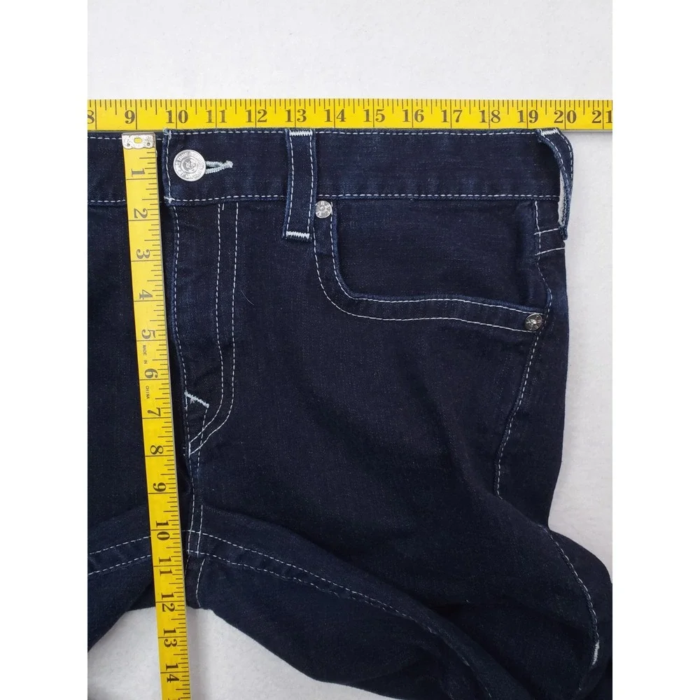 True Religion Jeans Mens 38x34 Blue Slim Straight Stretch Denim Dark Wash
